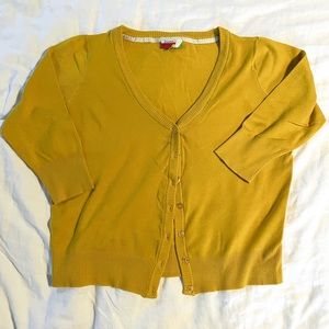 3/4 mustard yellow cardigan